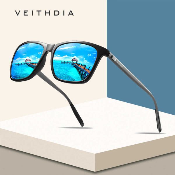 

veithdia brand retro aluminum+tr90 square polarized sunglasses lens vintage eyewear accessories sun glasses for men/women 211014, White;black