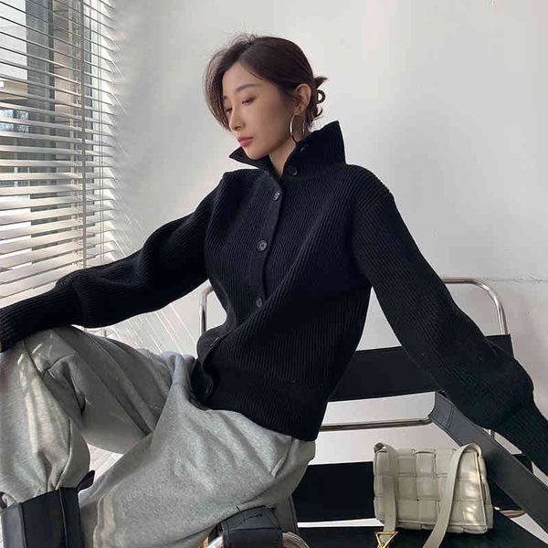 

tees women's knitted cardigan jersey korean high-collar single kint mesh outerwear female s, White