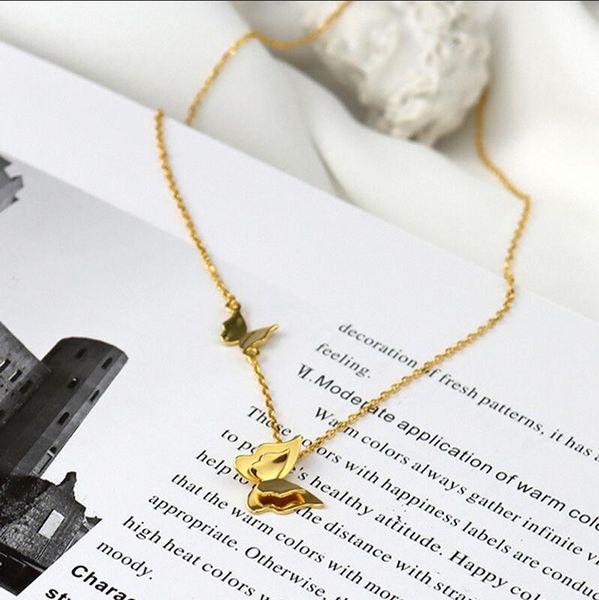 

new fashion golden butterfly flying necklace clavicle chain girl accessories lover gift, Black