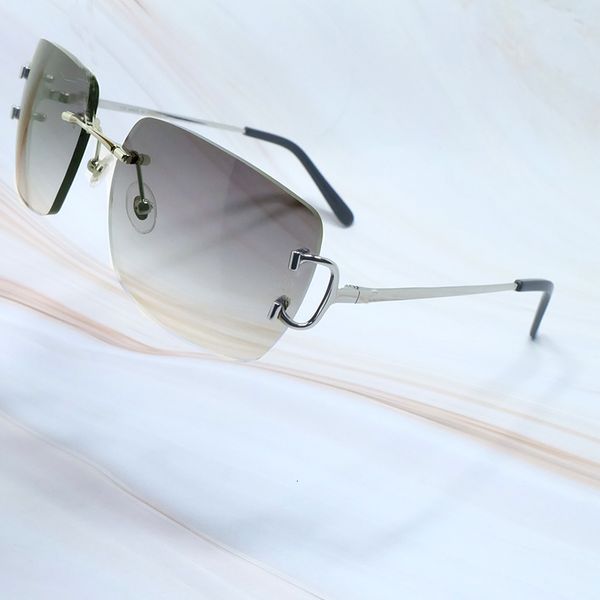 

oversized rimless sunglasses vintage sun glass men design luxury women sunglass big square sunglasses frames shades, White;black