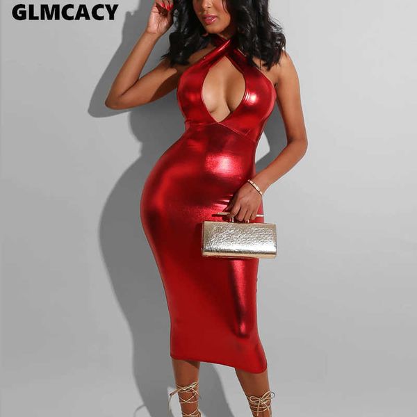 

women plus size halter backless bodycon dress low cut out sleeveless solid slim & club cocktail party vestido 210702, Black;gray