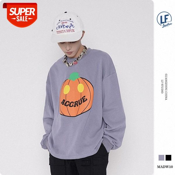 

lawfoo men's pumpkin head printed couple loose sweatshirt #ul4w, Black