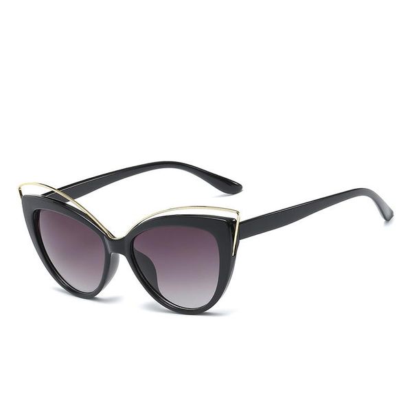 

fashion cat eye sunglasses women brand designer metal eyeglasses mirror classic vintage feminino uv400, White;black