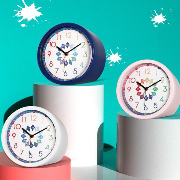 

desk & table clocks cute mini small clock round metal quartz electronic bedside digital sveglia da comodino watch ea60zz