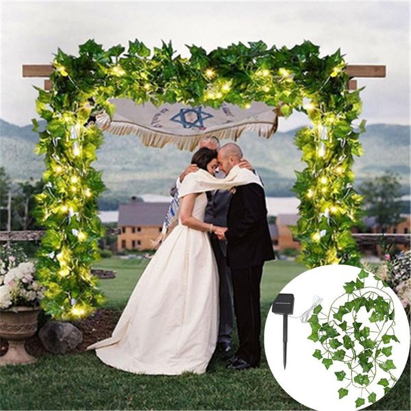 

strings led outdoor solar lamp string light leaf fairy plant garland party prom wedding decor yard decorative