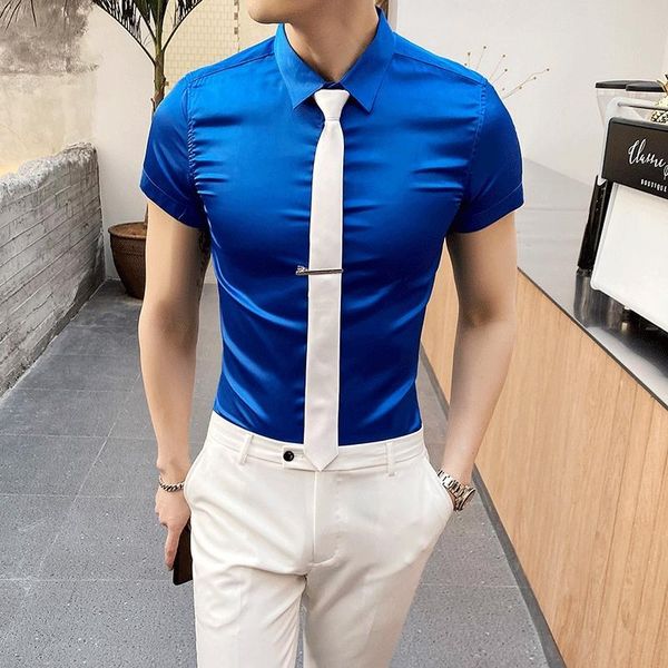 

casual luxurious pure color short sleeve shirt men street hawaii beach hem shirts mens men's, White;black