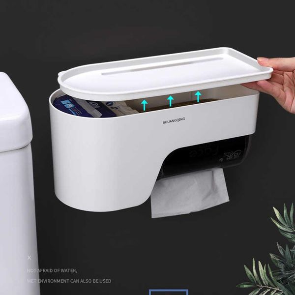 

toilet paper holders multifunction holder wall-mount tissue bathroom organizer punch-box accessories