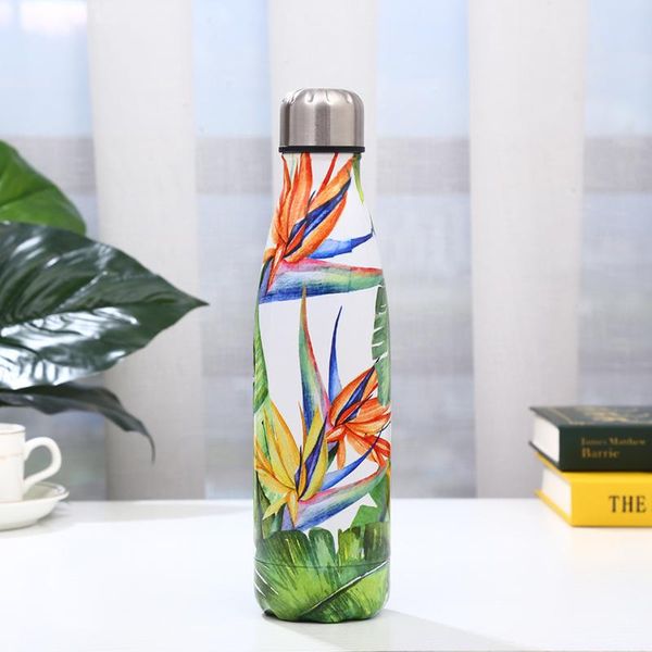 

water bottle 500ml bicycle vacuum insulated flask thermal sport chilly cold cup flower print travel camp drink bottles