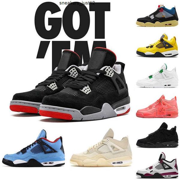 

2021 jumpman 4s new bred 4 basketball shoes cactus jack sail union noir punch black cat men women trainers sneakers 36-47