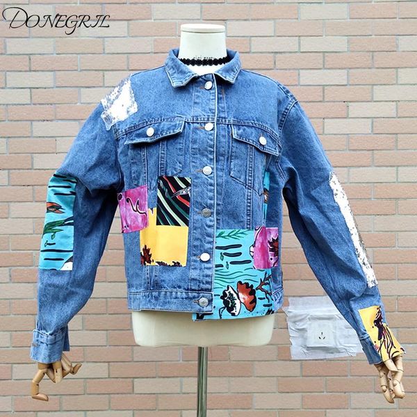 

women's jackets 2021 denim short jeans jacket women plus size blue casual basic spring autumn crop flower coats, Black;brown