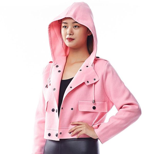 

women's jackets pink jacket girls hooded long sleeve women short knitted cardigan fashion korean sweet cute knitwear female coat, Black;brown