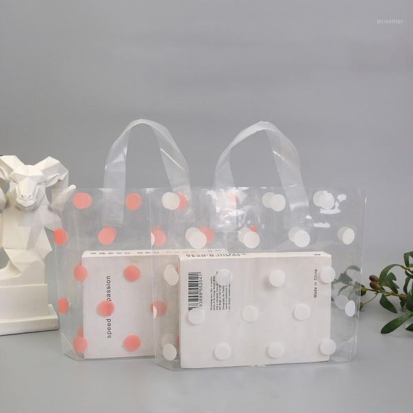 50pc kalınlaşmış şeffaf kıyafet mücevherleri hediye alışveriş çantası beyaz nokta plastik ambalaj iş kozmetik çanta sargısı