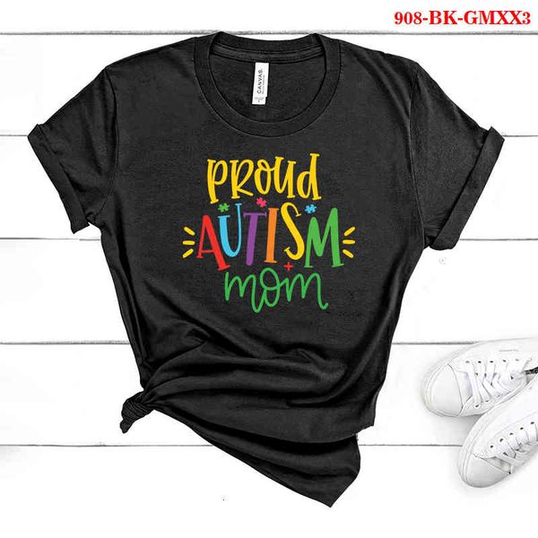 

women's hoodies & sweatshirts autism-patterned t-shirt, female t-shirt, various colors with mommy and autism on it, short sleeve in wri, Black