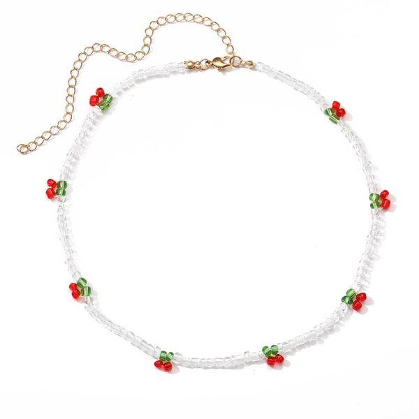 

chokers bohemia necklaces women arcylic beads jewelry necklace cherry decoration collar bijoux femme handmad beaded chunky colar, Golden;silver