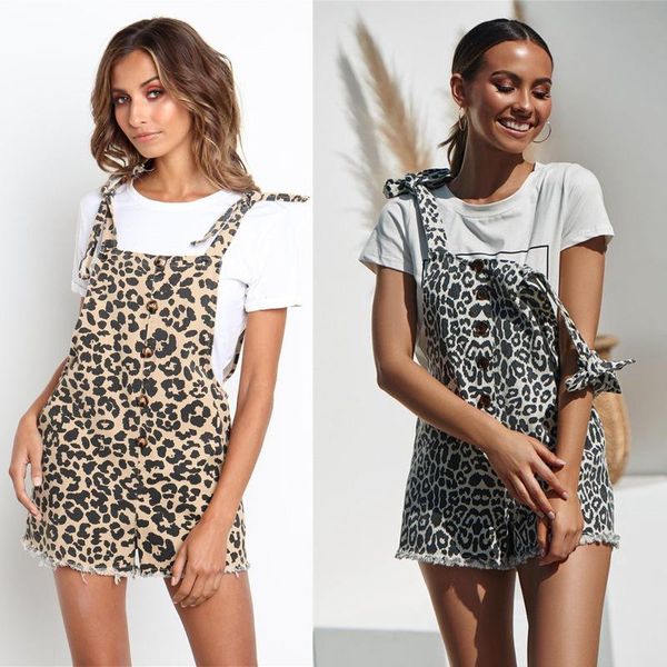 

women's tracksuits cross-border supply style 2021 chun xia leopard grain bag strap button female suspenders 101027, Gray