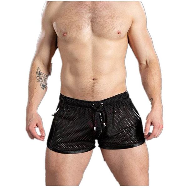 

grids breathable running sports shorts men quick-drying bodybuilding jogging workout male summer cool mesh short sweatpants, Black;blue