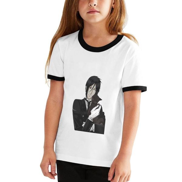 

men's t-shirts black butler anime teen contrast stitching fashion short sleeve tshirt mens womens t shirts, White;black