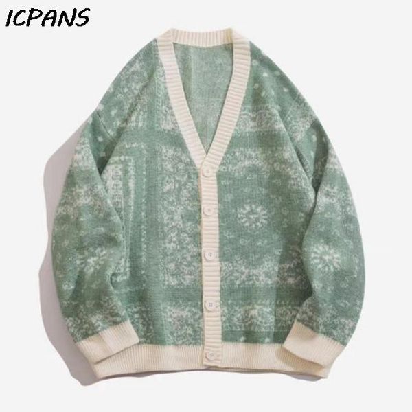 

men's sweaters cashew nuts sweater male ccardigan clothing thick warm winter men coat hip hop japan style streetwear knitted jackets, White;black