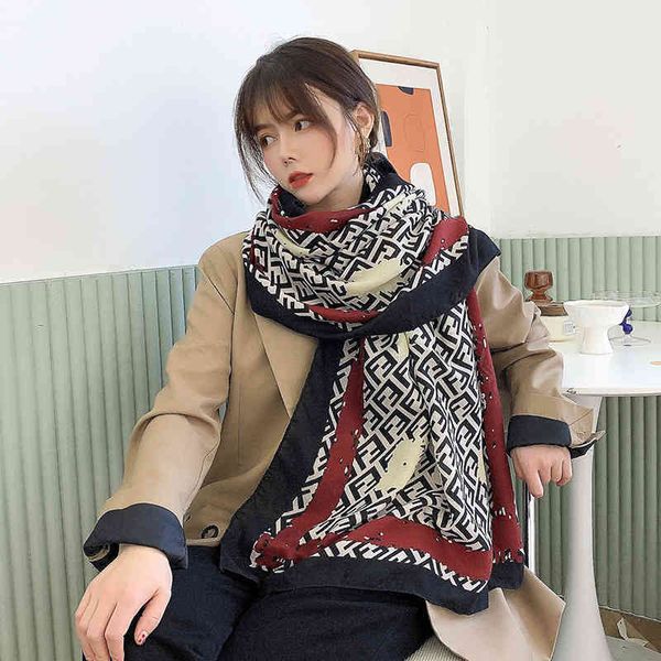 

70% off design autumn and new women's fashion printed warm scarf thickened bib, Blue;gray