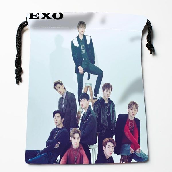 

storage bags arrival exo kpop star drawstring custom printed receive bag compression type size 18x22cm 0603