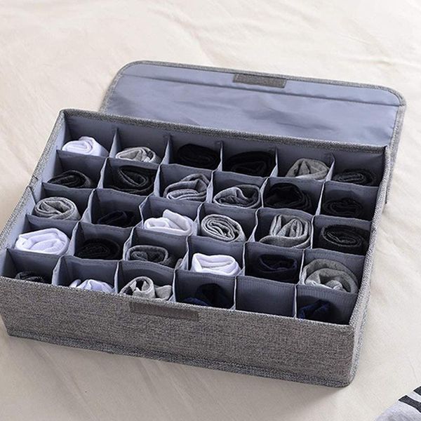 

storage drawers underwear socks organizer with lids foldable closet drawer divider 30 cells, box for