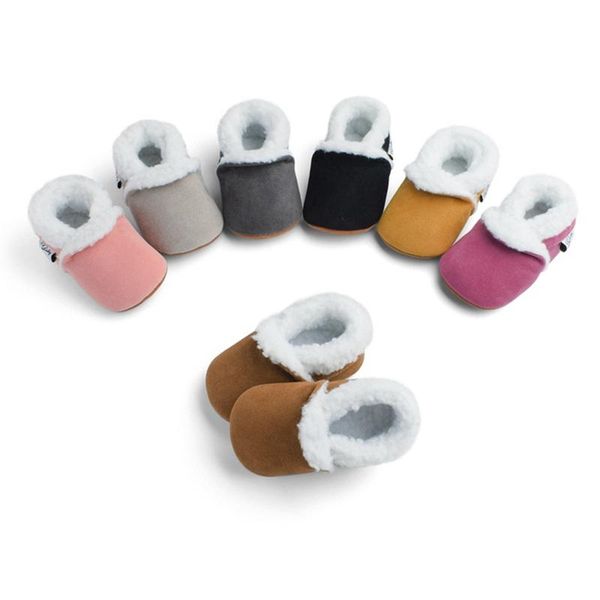 

first walkers born baby shoes toddler boy girl thick plush boots cotton soft anti-slip warm infant crib