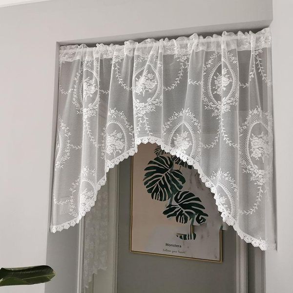 

curtain & drapes french white lace window valance arc door tulle for kitchen coffee simple short sheer voile curtains home decor4