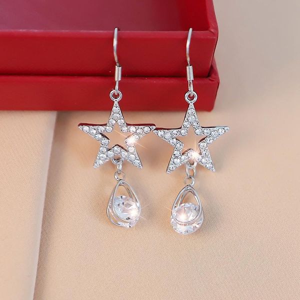 

dangle & chandelier 2021 star crystal rhinestone earrings cubic zirconia bride engagement wedding earring women fashion earings hangers kolc, Silver