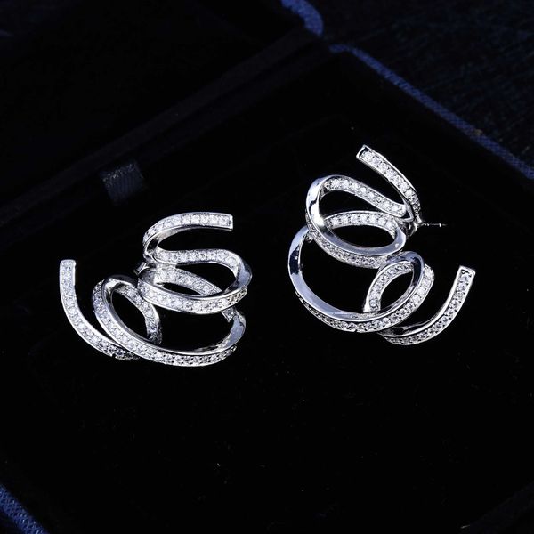 Einzigartiger Kreuz-Ohrstecker, AAAAA-Zirkon, 100 % echtes 925er Sterlingsilber, Schmuck, Versprechen, Verlobung, Hochzeit, Ohrringe für Frauen, Geschenk