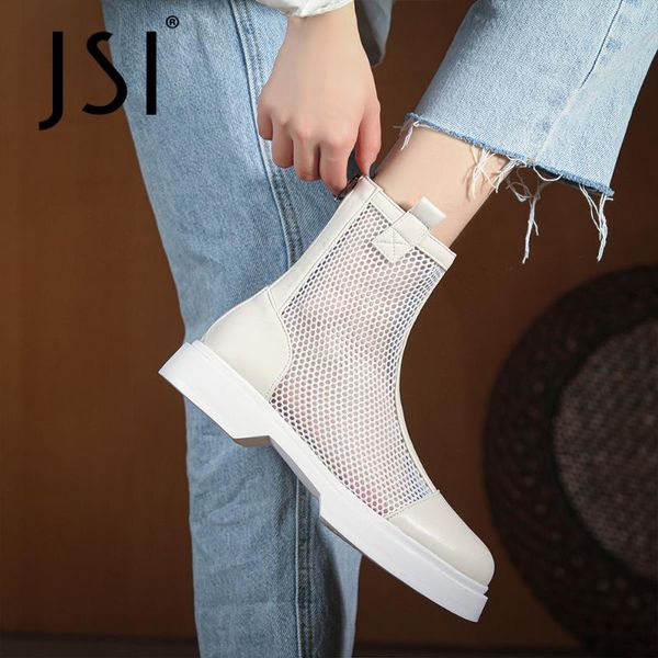 

summer boots for women shoes 2021 modern neutral stylish genuine leather round toe mesh breathable zipper walking vo165, Black