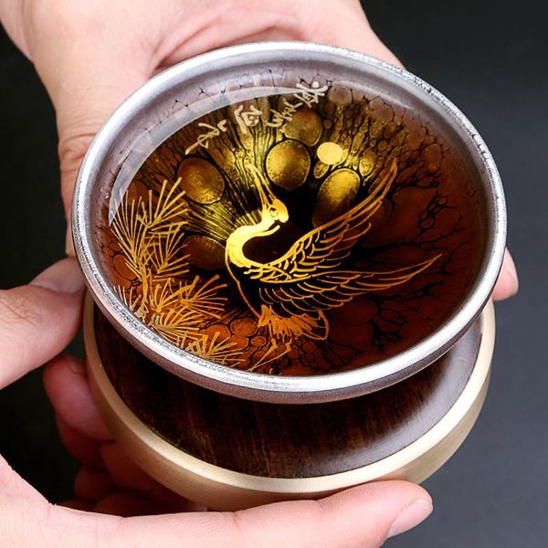 

cups & saucers creative chinese tea cup ceramic hand painted craft bowl dragon phoenix tiger teacup teaware gift vintage home decor