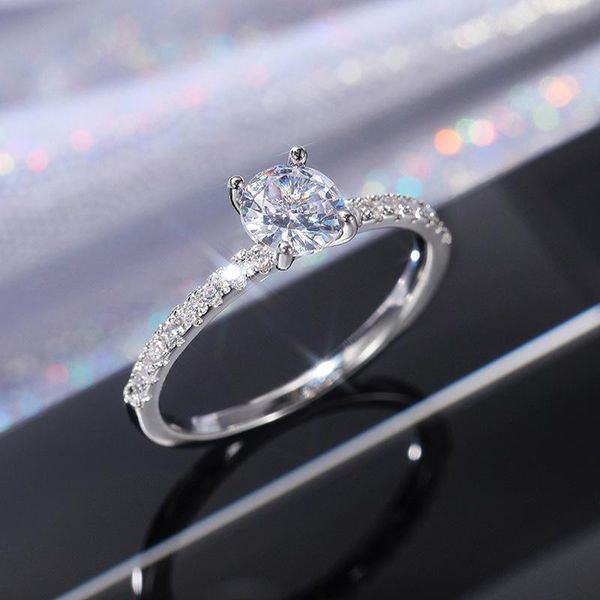 

wedding rings fashion simple zircon engagement ring female 2021 copper plated women jewelry wholesale, Slivery;golden