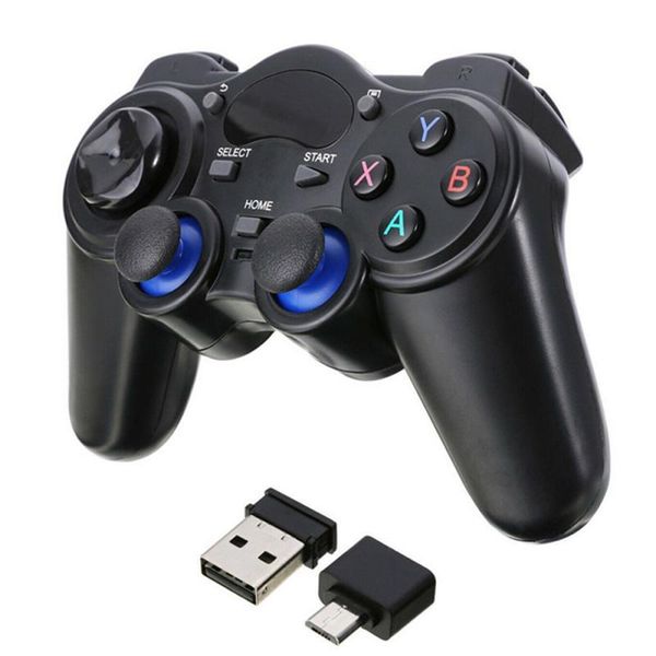 

game controllers & joysticks wireless gamepad joystick 2.4g console with micro usb otg converter adapter for pc/android mobile phone/android