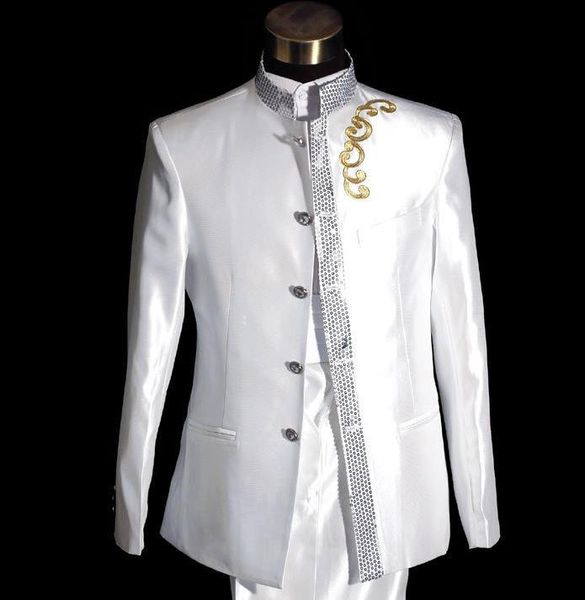 

blazer men formal dress latest coat pant designs suit costume embroidered sequins trouser marriage wedding suits for men's & blazers, White;black