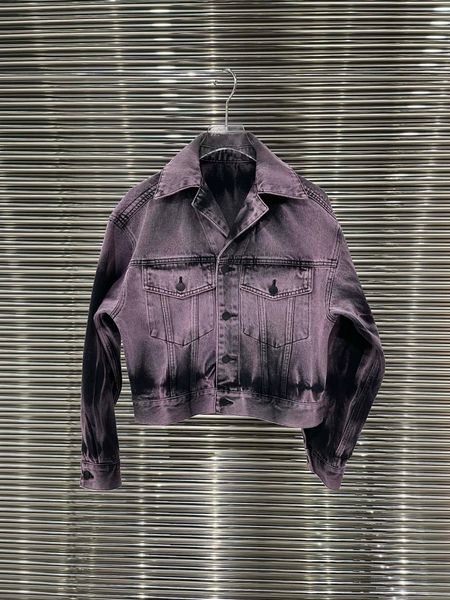 

new purple graffiti denim coat in early spring, Black;brown