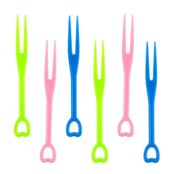 

forks 200pcs fork disposable transparent colorful fruit cake dessert heart shape for birtdhay party wedding (blue + green pi