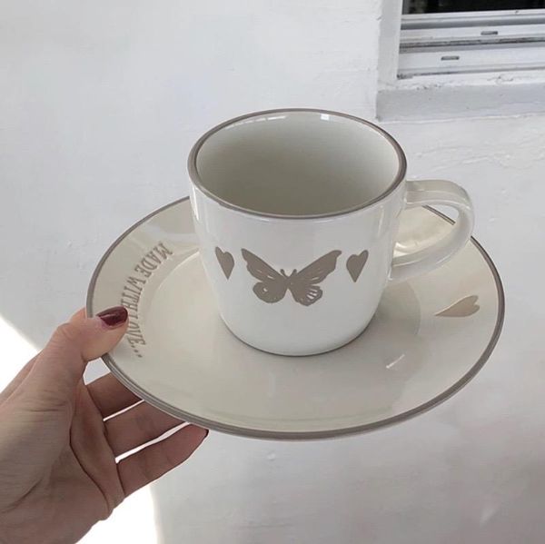 

mugs coffee cup saucer set dÃ©corations milk western dinner plate home furnishing nordic butterfly cups and thick ceramic