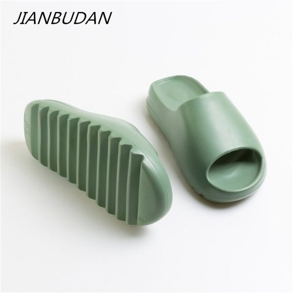 

jianbudan indoor comfortable soft slippers men women non-slip bathroom home shoes flat eva thick sole slides women's sandals 210805, Black