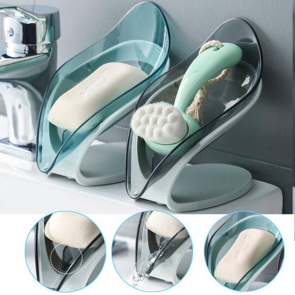 

soap dishes leaf shape box drain holder bathroom shower dish storage plate tray supplies gadgets