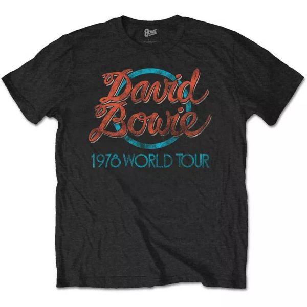 

david bowie 1978 world tour official tee t-shirt mens, White;black