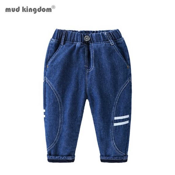 Mudkingdom Ragazzi Pantaloni in Pile Autunno Inverno Moda Casual Elastico in Vita Jeans per Vestiti da 2 a 6 Anni 210615