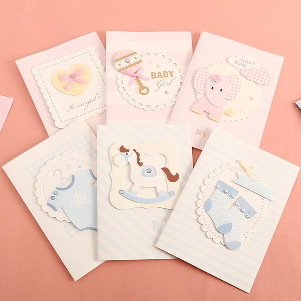 

greeting cards 6pcs baby 3d paper boy girl handmade cute mini gift