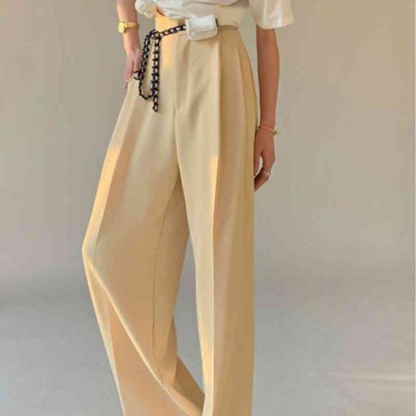 

women's jeans elegant designer suit women's pants will see casual korean fashion long legged solid waistband high office lady clot, Blue