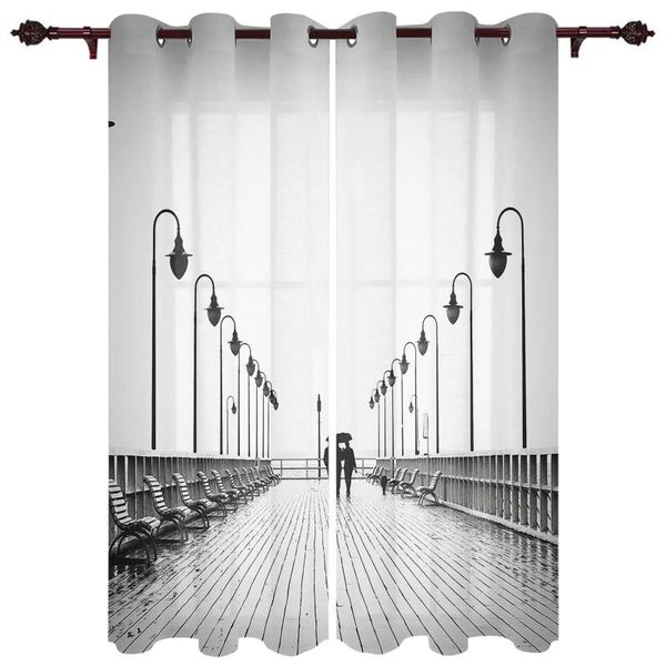 

nice translucent curtains with bridge street light pedestrian gray pattern for living room kitchen bedroom decoration curtain & drapes