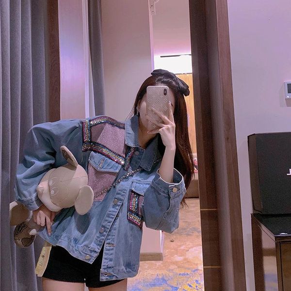 

women's jackets fashion denim jacket streetweer short coat, Black;brown