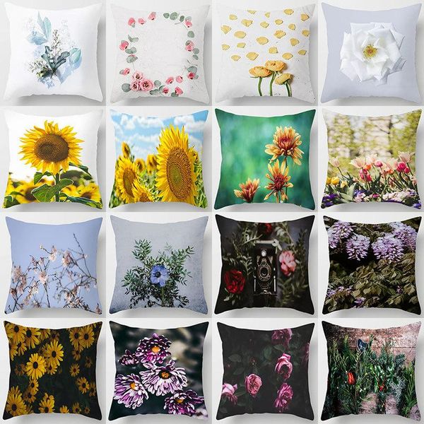 

pillow case flower pattern polyester cushion cover vintage style flowers pillowcase waist throw pillows home decor