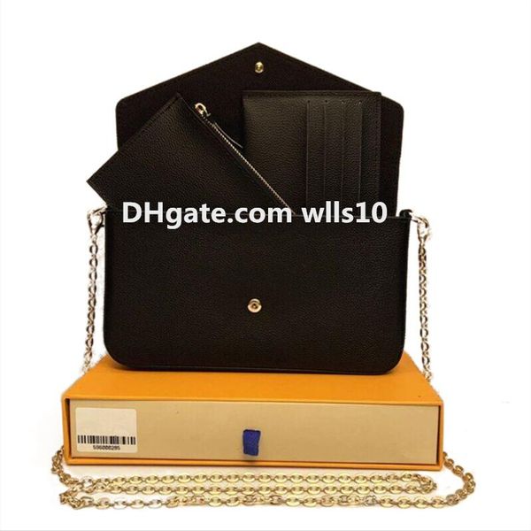 

bag handbag women 3 in1 wallets purse classic embossing leather chain crossbody clutch tote messenger cover cross body wallet shoulder bags