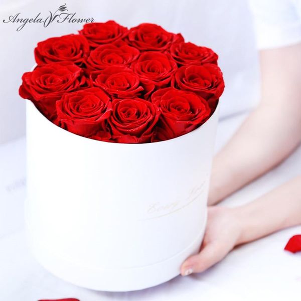 

decorative flowers & wreaths preserved immortal rose with hug bucket box gift wedding bouquet materials eternal life flower valentine's