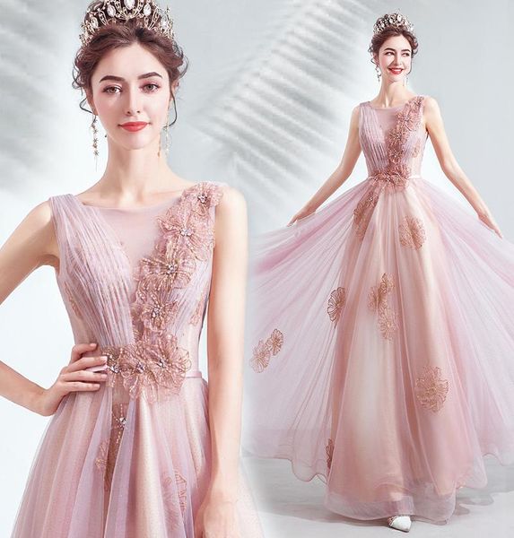 

party dresses pink long sweat lady girl women princess bridesmaid banquet ball prom dress gown in, White;black