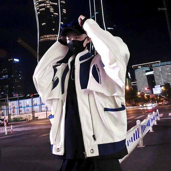 

men's jackets 2021 spring and summer the listing korean fashion hip hop couple printing handsome casual color matching jacket m-2xl siz, Black;brown